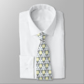 Cravate Gris jaune et Motif blanc (Attaché)