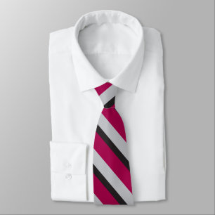 Cravate Gris Noir & Bourgogne University Striped