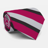 Cravate Gris Noir & Bourgogne University Striped (Roulé)