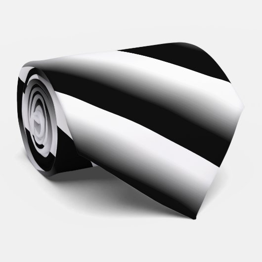 Cravate Gris noir et blanc rayé (Roulé)