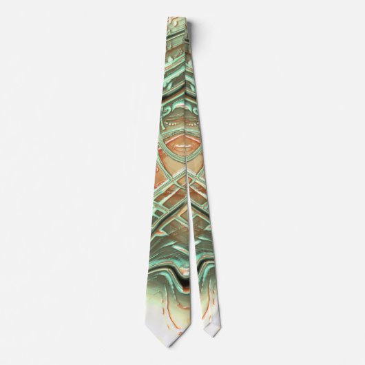 Cravate Gris ondulé numérique sur orange pâle à vert (Devant)