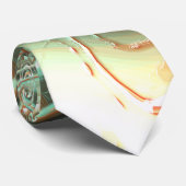 Cravate Gris ondulé numérique sur orange pâle à vert (Roulé)