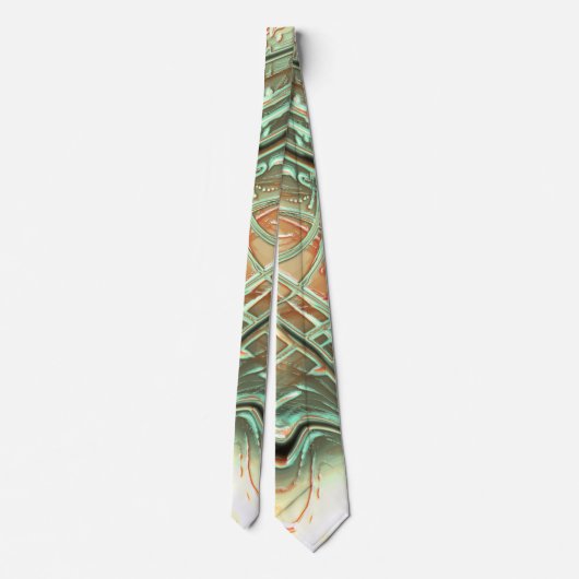 Cravate Gris ondulé numérique sur orange pâle à vert (Dos)