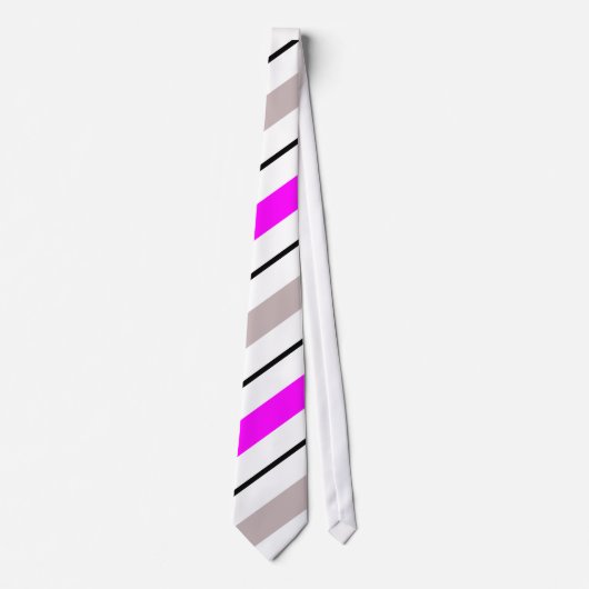 Cravate Gris rose et blanc avec les rayures noires (Devant)