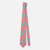 Cravate Gris Rose Et Turquoise (Devant)
