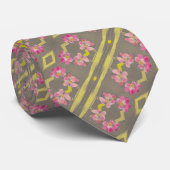 Cravate Gris rose et vert citron vert (Roulé)