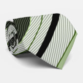Cravate Gris, vert, rayures blanches. (Roulé)