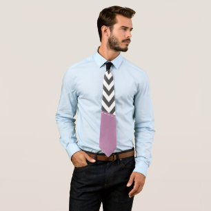 Cravate Gris Zigzag, Gris Chevron, Motif Zigzag, Violet