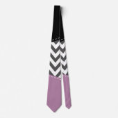 Cravate Gris Zigzag, Gris Chevron, Motif Zigzag, Violet (Devant)