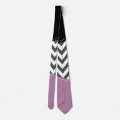 Cravate Gris Zigzag, Gris Chevron, Motif Zigzag, Violet (Dos)