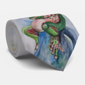 Cravate grise verte de grenouille (Roulé)