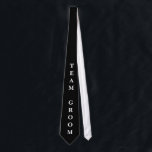 Cravate Groom bachelor party neck tie for groomsman<br><div class="desc">Groom bachelor party neck tie for groomsman. Elegant black and white design with custom text. Personalized party favors for best man,  groomsmen,  friends,  etc.</div>