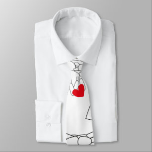 Cravate groom bride cartoon with red heart neck ties