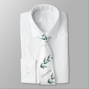 Cravate Groom   Grayed Jade Green Botanical