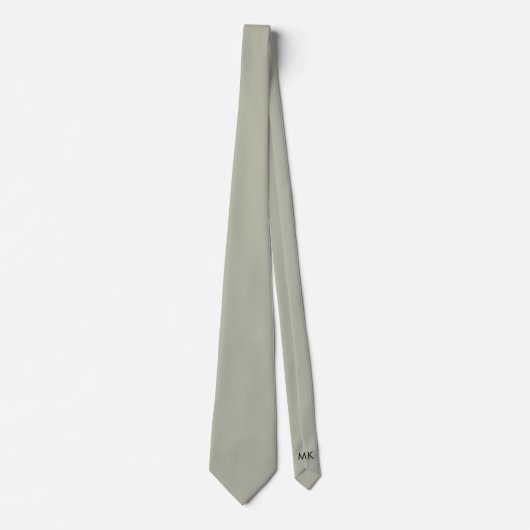 Cravate Groom Groomsmen Initiales Mariage vert Sage doux (Devant)