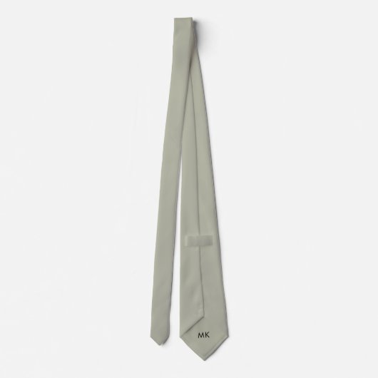 Cravate Groom Groomsmen Initiales Mariage vert Sage doux (Dos)