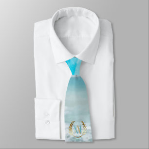 Cravate Groom   Plage géométrique Monogramme moder