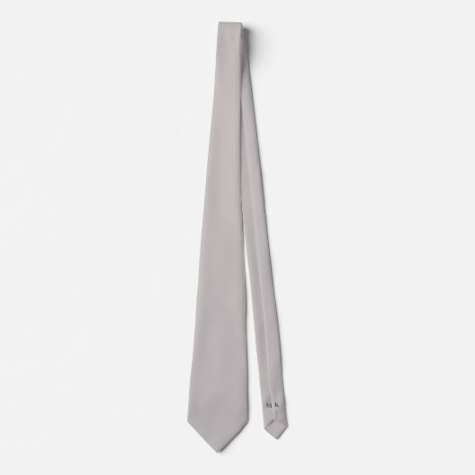 Cravate Groomsmen Gris Clair Initiales Mariage (Devant)