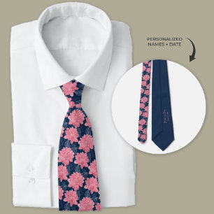 Cravate Groomsmen rose et bleu marine