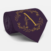 Cravate Groomsmen russe violet monogramme (Roulé)