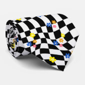 Cravate Groovy damier rétro, Y2K 90s (Roulé)