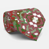 Cravate Groovy Funky Rétro Boho Rouge et Vert Noël (Roulé)