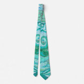 Cravate Groovy Rétro Vert Menthe et Tourbillon Bleu (Dos)