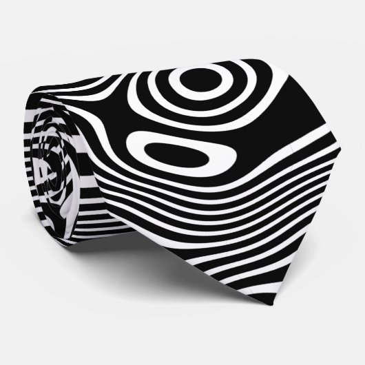 Cravate Gros Noir/Blanc Faisant Des Rayures Graphiques (Roulé)