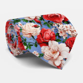 Cravate Grosse Fleur Rouge rétro (Roulé)