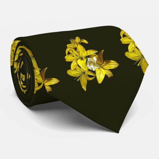 Cravate Groupe de Lys jaunes (Roulé)