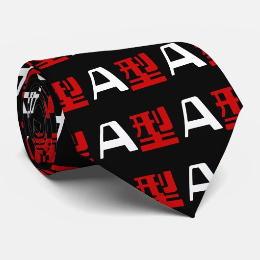 Cravate Groupe sanguin Un Kanji Japonais (Roulé)