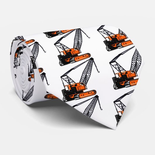 Cravate Grue de construction orange (Roulé)