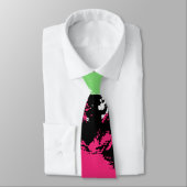 Cravate Grunge Abstraite de gribouillis rose vert du milie (Attaché)