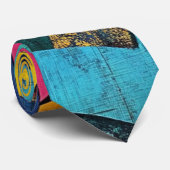 Cravate Grunge Graffiti Abstrait en Rose Jaune Bleu (Roulé)