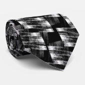 Cravate Grunge noir et blanc abstraction. (Roulé)