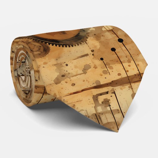 Cravate Grunge Rustic Steampunk Horloge (1) (Roulé)