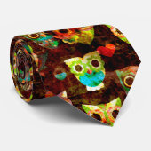 Cravate Grungy Owls seamless pattern II + your idea (Roulé)