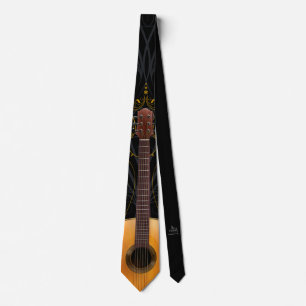 Cravate Guitar Necktie Music-Themed Design Version 4