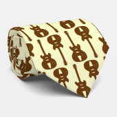 Cravate Guitare électrique - Brown sur crème (Roulé)