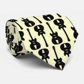 Cravate Guitare électrique - Noir sur crème (Roulé)