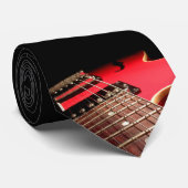 Cravate Guitare électrique rouge (Roulé)