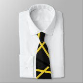 Cravate Guitare rayée cool Jaune Initiales Noires (Attaché)