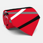 Cravate Guitare rayée rouge abstraite cool  (Roulé)