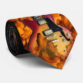 Cravate guitare sur le feu (Roulé)