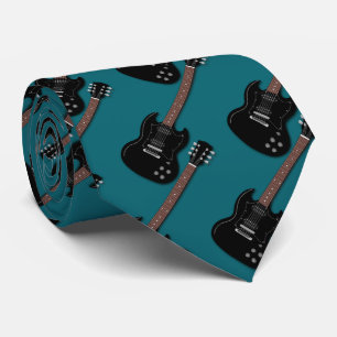 Cravate Guitares noires sur membre d'un groupe de musicien