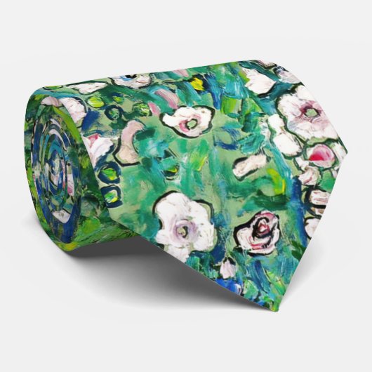 Cravate Gustav Klimt - Paysage horticole et sommet d'une c (Roulé)