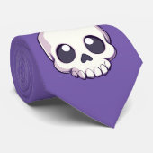 Cravate Halloween au crâne de caricature mignon (Roulé)
