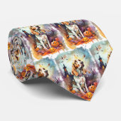 Cravate Halloween Basset Hound Avec Crainte Citrouille (Roulé)