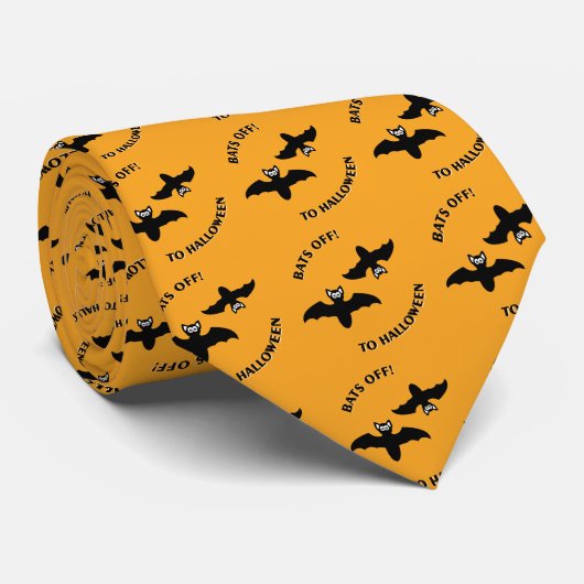Cravate Halloween Bats Orange (Roulé)