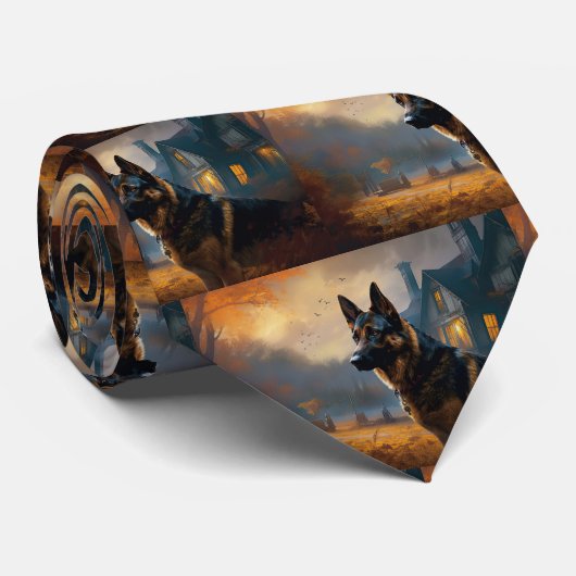 Cravate Halloween berger allemand effroi (Roulé)